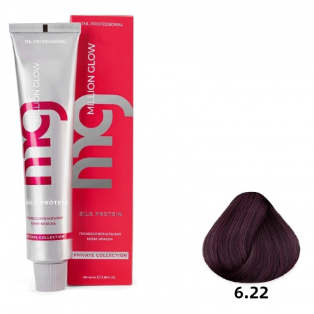 6.22 Темн блонд интенс фиолет Крем-краска для волос TNL Million glow Private collection Silk protein