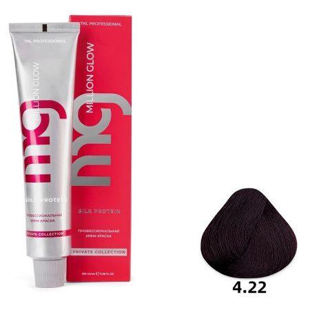 4.22 Корич интенсив фиолет Крем-краска для волос TNL Million glow Private collection Silk protein