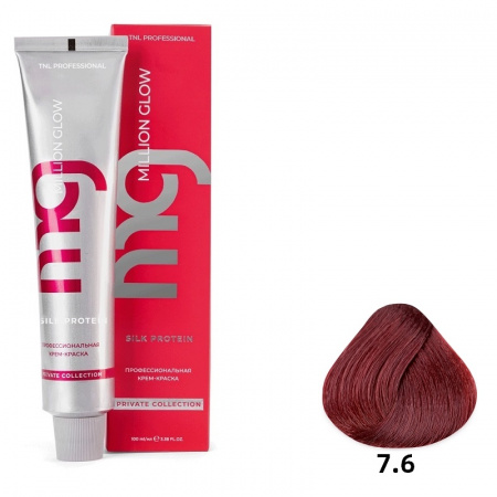 7.6 Блонд красный Крем-краска для волос TNL Million glow Private collection Silk protein