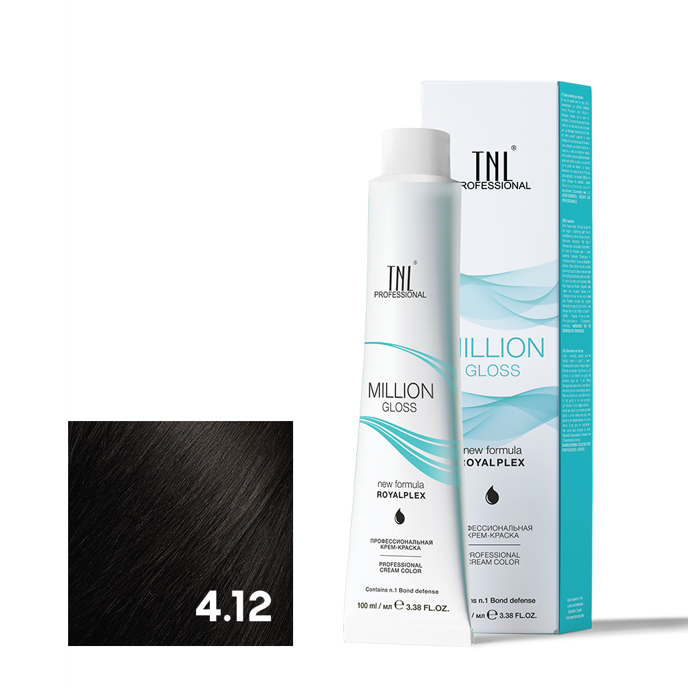 4.12 Коричневый пепельный перламутровый Крем-краска для волос TNL Million Gloss