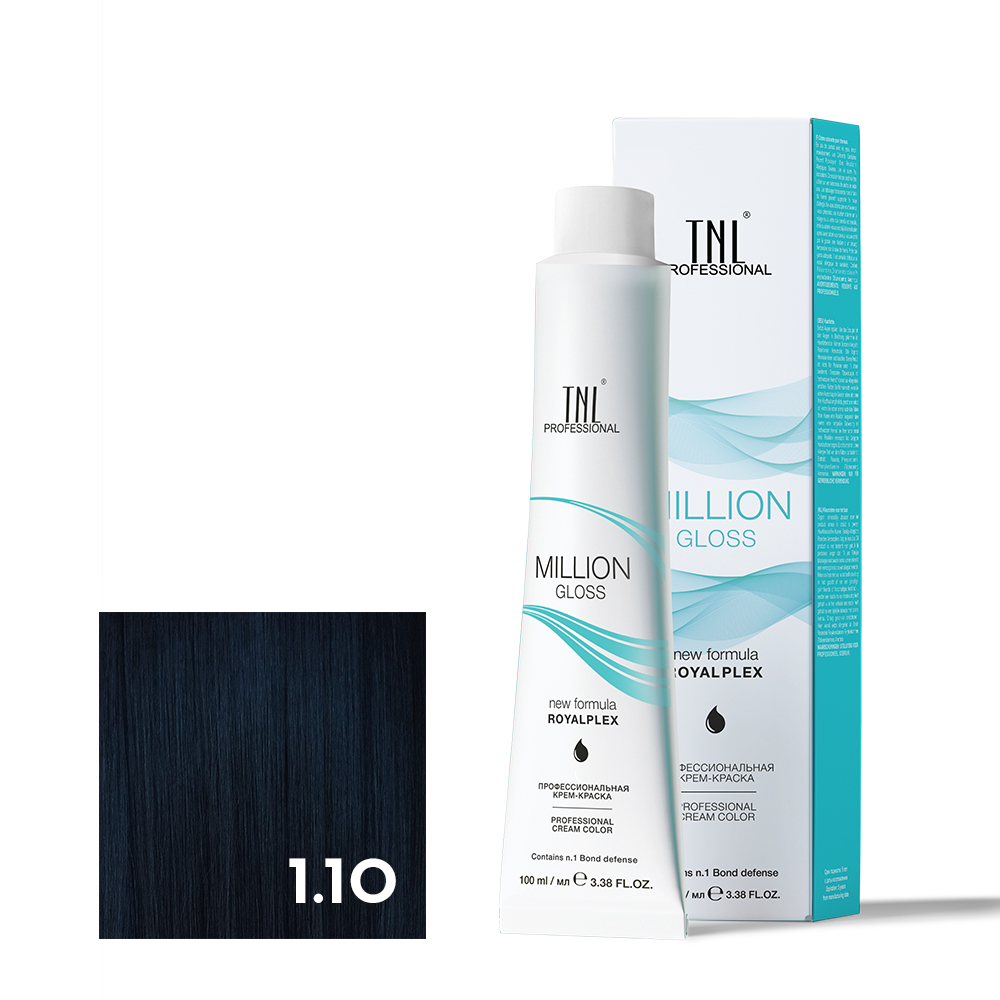 1.10 Крем-краска для волос TNL Million Gloss оттенок 1.10 Иссиня-черный 100 мл