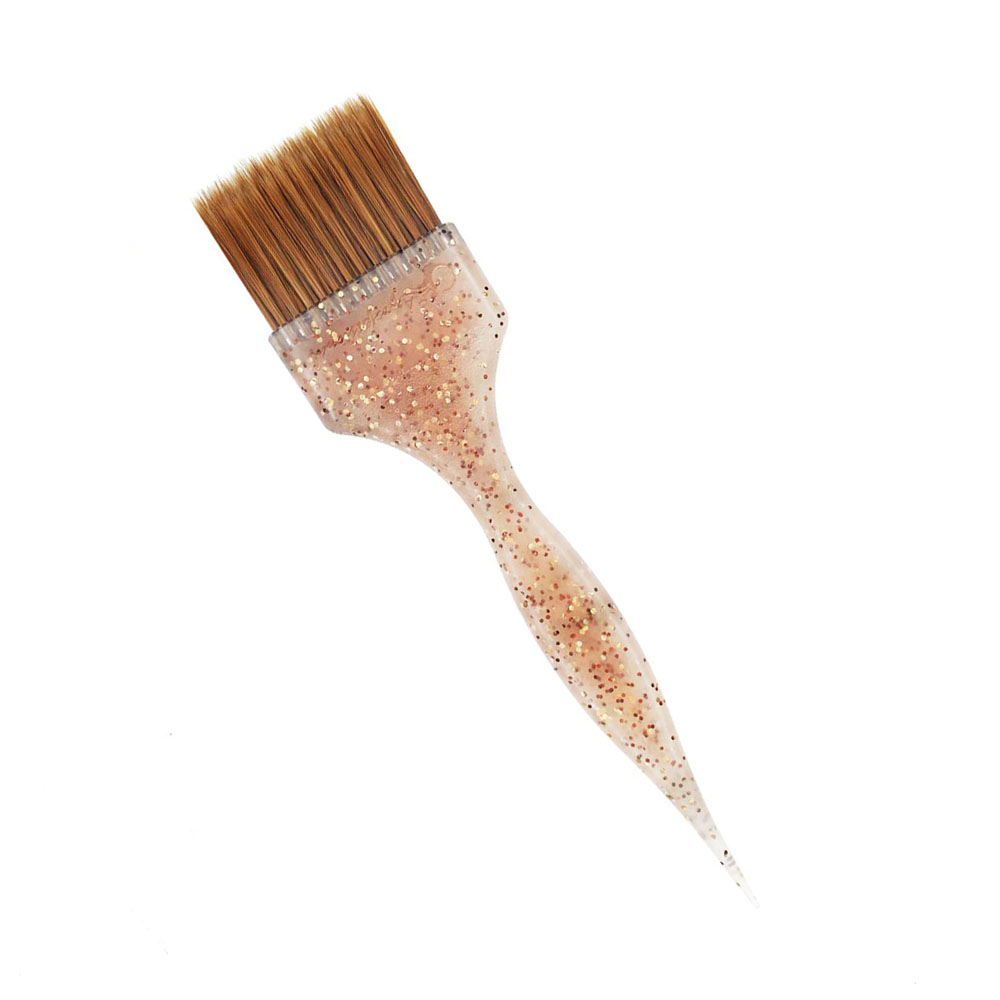 Кисть "Идеал" для балаяжа, Gera GP-0652, смешанная коричневая щетина, цвет полупрозрачный с зол