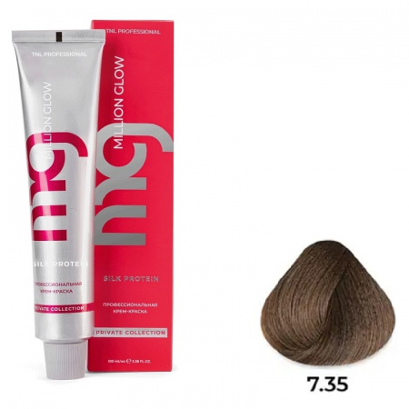7.35  Блонд каштановый Крем-краска для волос TNL Million glow Private collection Silk protein