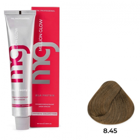 8.45 Светл блонд медн махагон Крем-краска для волос TNL Million glow Private collection Silk protein