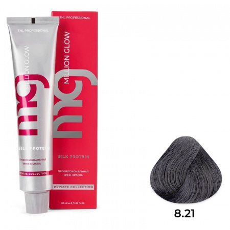 8.21 светл блонд фиол пепел Крем-краска для волос TNL Million glow Private collection Silk protein
