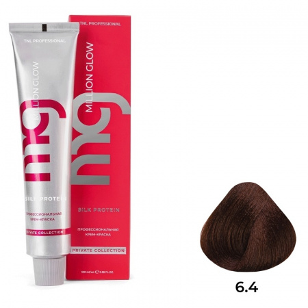 6.4 Темный блонд медный Крем-краска для волос TNL Million glow Private collection Silk protein