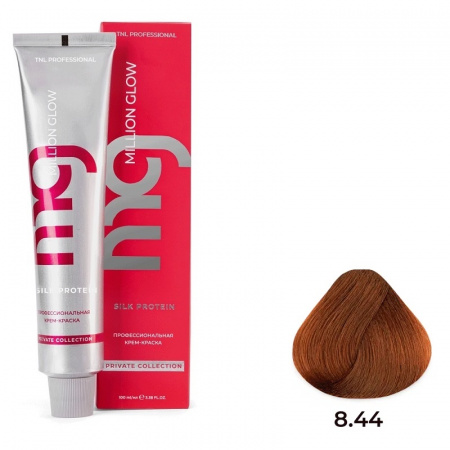 8.44 светл блонд медн интенс Крем-краска для волос TNL Million glow Private collection Silk protein