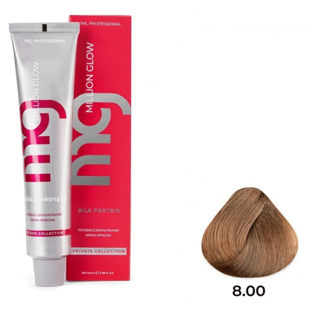 8.00 светлый блонд интенсив Крем-краска для волос TNL Million glow Private collection Silk protein 