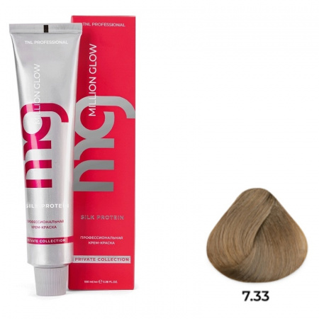 7.33 Блонд золотист интенсив Крем-краска для волос TNL Million glow Private collection Silk protein