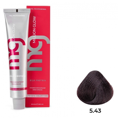 5.43 Светл корич медн золотис Крем-краска для волос TNL Million glow Private collection Silk protein