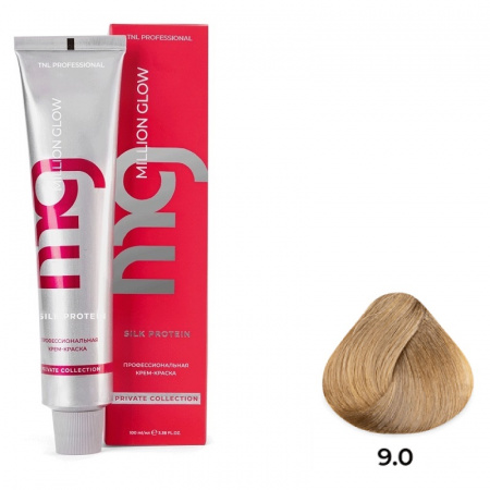 9.0 очень светлый блонд Крем-краска для волос TNL Million glow Private collection Silk protein