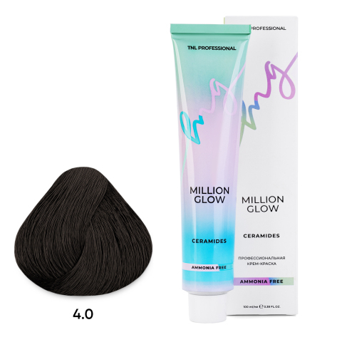4.0 коричневый Крем-краска для волос TNL Million glow Ammonia free collection Ceramides