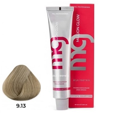 9.13 Крем-краска для волос TNL Million glow Private collection Silk protein Очень светлый блонд беже