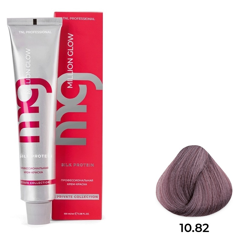 10.82 Платин корич фиолет бло Крем-краска для волос TNL Million glow Private collection Silk protein