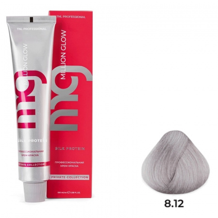 8.12 светл блонд пепел перлам Крем-краска для волос TNL Million glow Private collection Silk protein