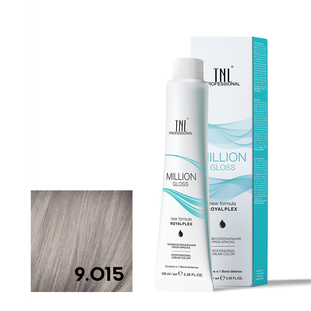 9.015 Очень светлый блонд пастельный стальной Крем-краска для волос TNL Million Gloss