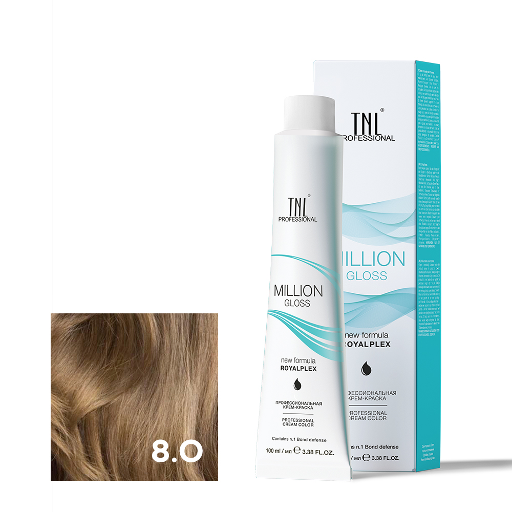 8.0 Светлый блонд Крем-краска для волос TNL Million Gloss