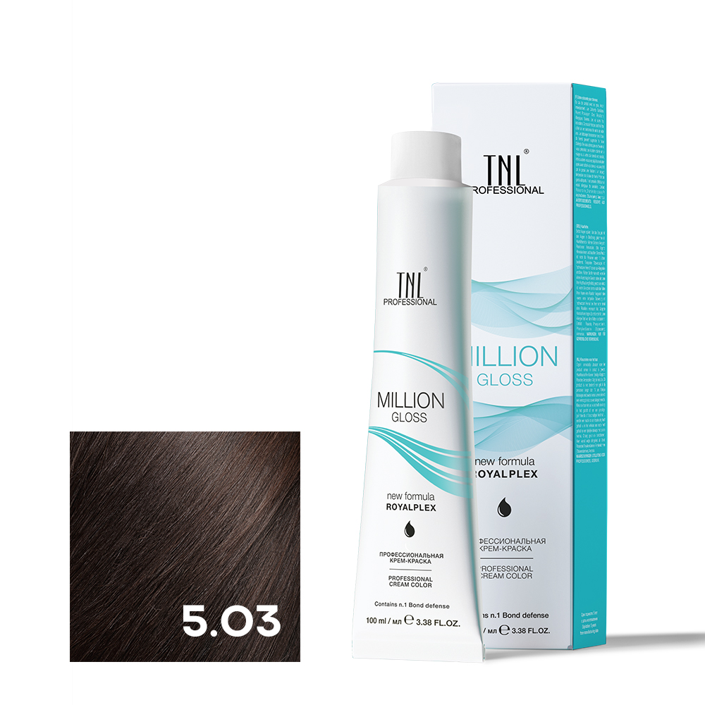 5.03 Светлый коричневый теплый Крем-краска для волос TNL Million Gloss