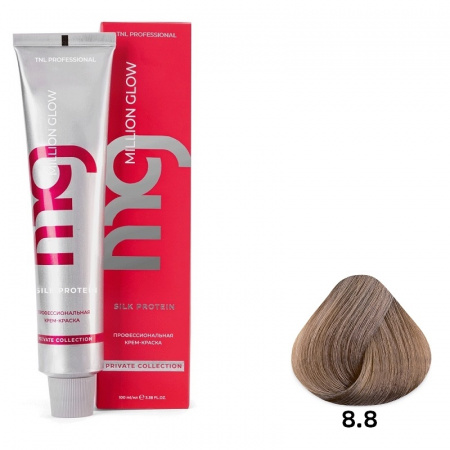 8.8 Светлый блонд шоколадный Крем-краска для волос TNL Million glow Private collection Silk protein