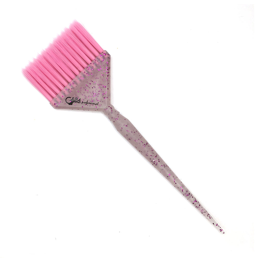 Кисть Gera GP-5603, розовая щетина 14 рядов, цвет полупрозрачный с фиолетовыми блестками