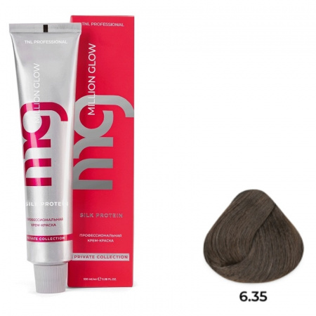 6.35 Темный блонд каштановый Крем-краска для волос TNL Million glow Private collection Silk protein