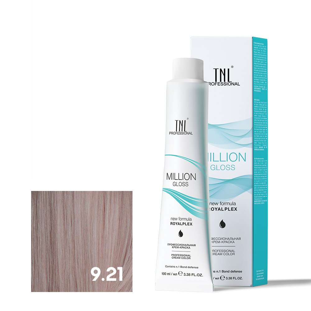 9.21 Очень светлый блонд фиолетовый пепельный Крем-краска для волос TNL Million Gloss