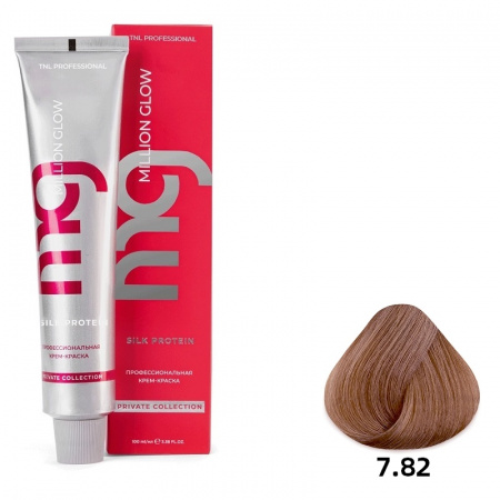 7.82 Блонд шоколад перламут Крем-краска для волос TNL Million glow Private collection Silk protein