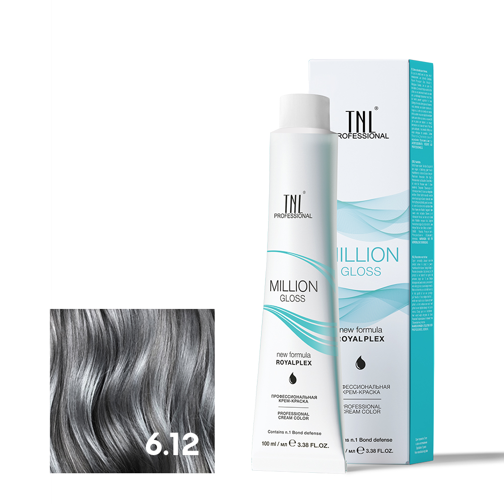 6.12 Темный блонд пепельный перламутровый Крем-краска для волос TNL Million Gloss