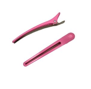 Зажим пластиковый 100мм розовый 12шт 