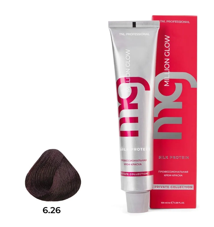 6.26 Темный Блонд Фиолетовый Крем-краска для волос TNL Million glow Private collection Silk protein