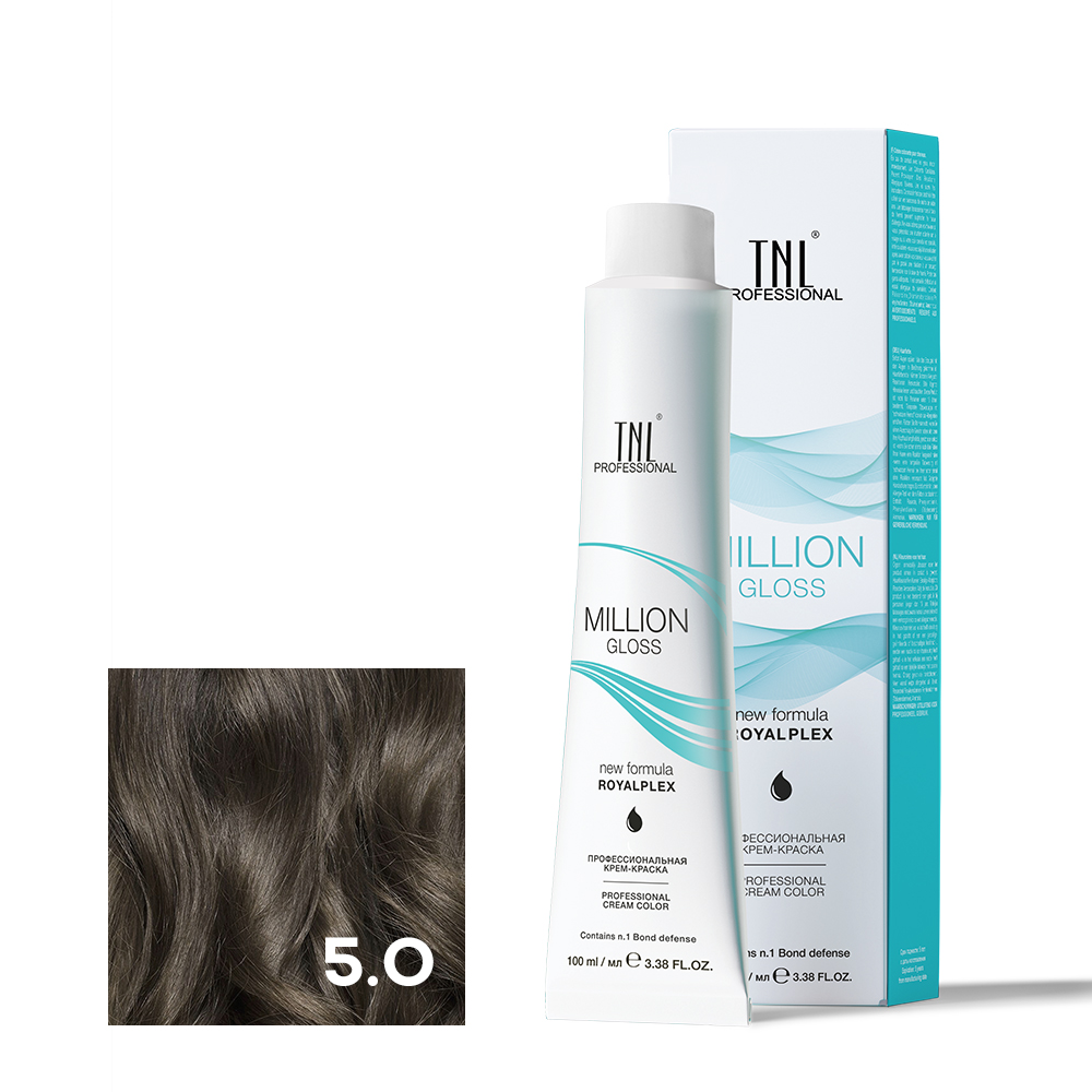 5.0 Светлый коричневый Крем-краска для волос TNL Million Gloss