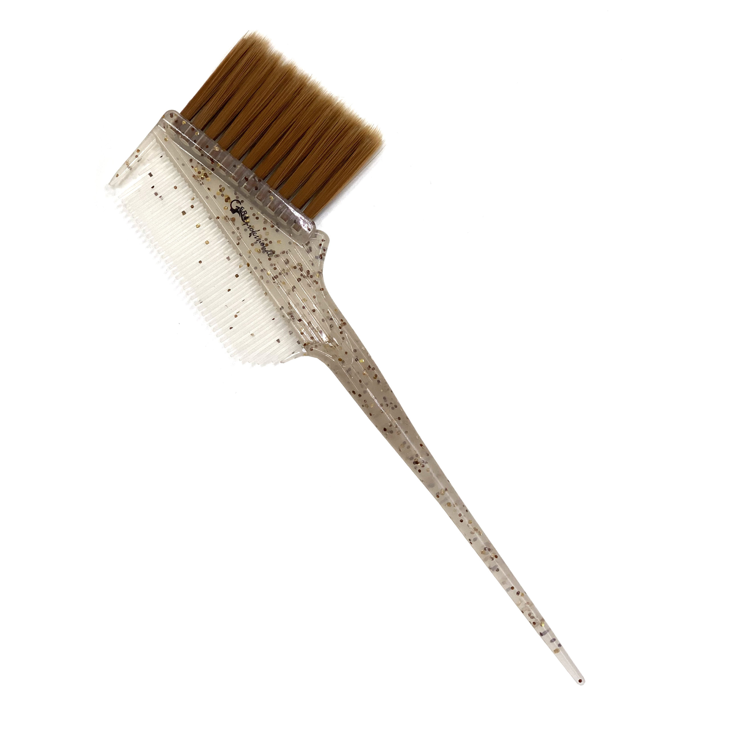 Кисть-гребень Gera GP-1166, светло-коричневая щетина 37мм, цвет полупрозрачный с золотыми блёст