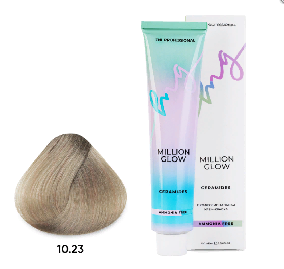 10.23 платин блонд перламут золотист Крем-краска TNL Million glow Ammonia free collection Ceramides