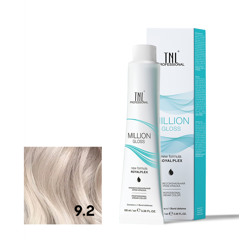 9.2 Очень светлый блонд фиолетовый Крем-краска для волос TNL Million Gloss
