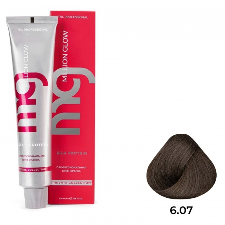 6.07 Темный блонд холодный Крем-краска для волос TNL Million glow Private collection Silk protein