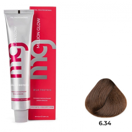 6.34 Темн блонд золот медный Крем-краска для волос TNL Million glow Private collection Silk protein