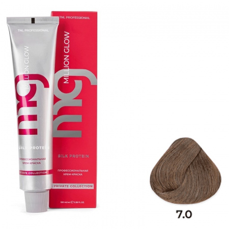 7.0 блонд Крем-краска для волос TNL Million glow Private collection Silk protein