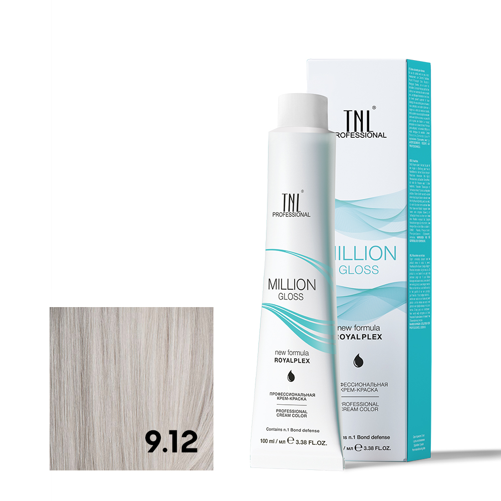9.12 Очень светлый блонд пепельный перламутр. Крем-краска для волос TNL Million Gloss