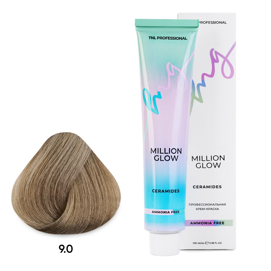 9.0 очень светлый блонд Крем-краска TNL Million glow Ammonia free collection Ceramides