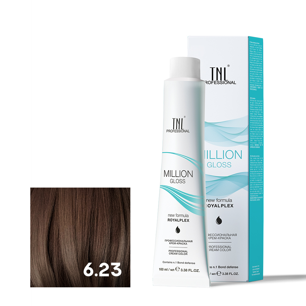 6.23 Темный блонд перламутровый золотистый Крем-краска для волос TNL Million Gloss