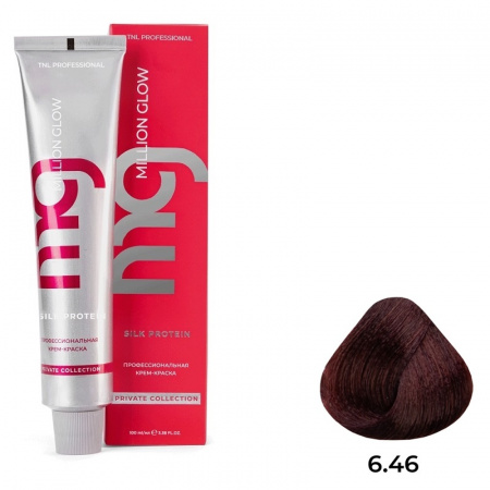 6.46 Темн блонд медн красн Крем-краска для волос TNL Million glow Private collection Silk protein
