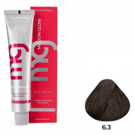6.3 Темный блонд золотистый Крем-краска для волос TNL Million glow Private collection Silk protein