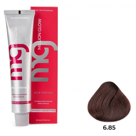 6.85 Темн блонд корич махагон Крем-краска для волос TNL Million glow Private collection Silk protein