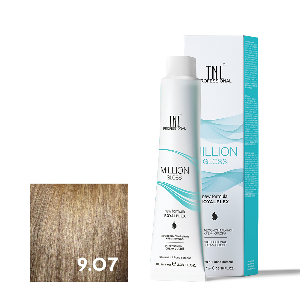 9.07 Очень светлый блонд холодный Крем-краска для волос TNL Million Gloss
