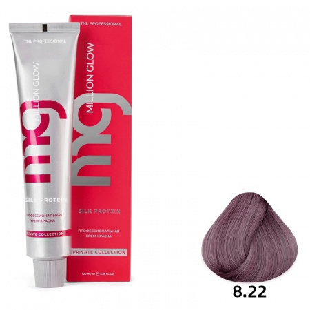 8.22 Светл блонд интенс фиоле Крем-краска для волос TNL Million glow Private collection Silk protein