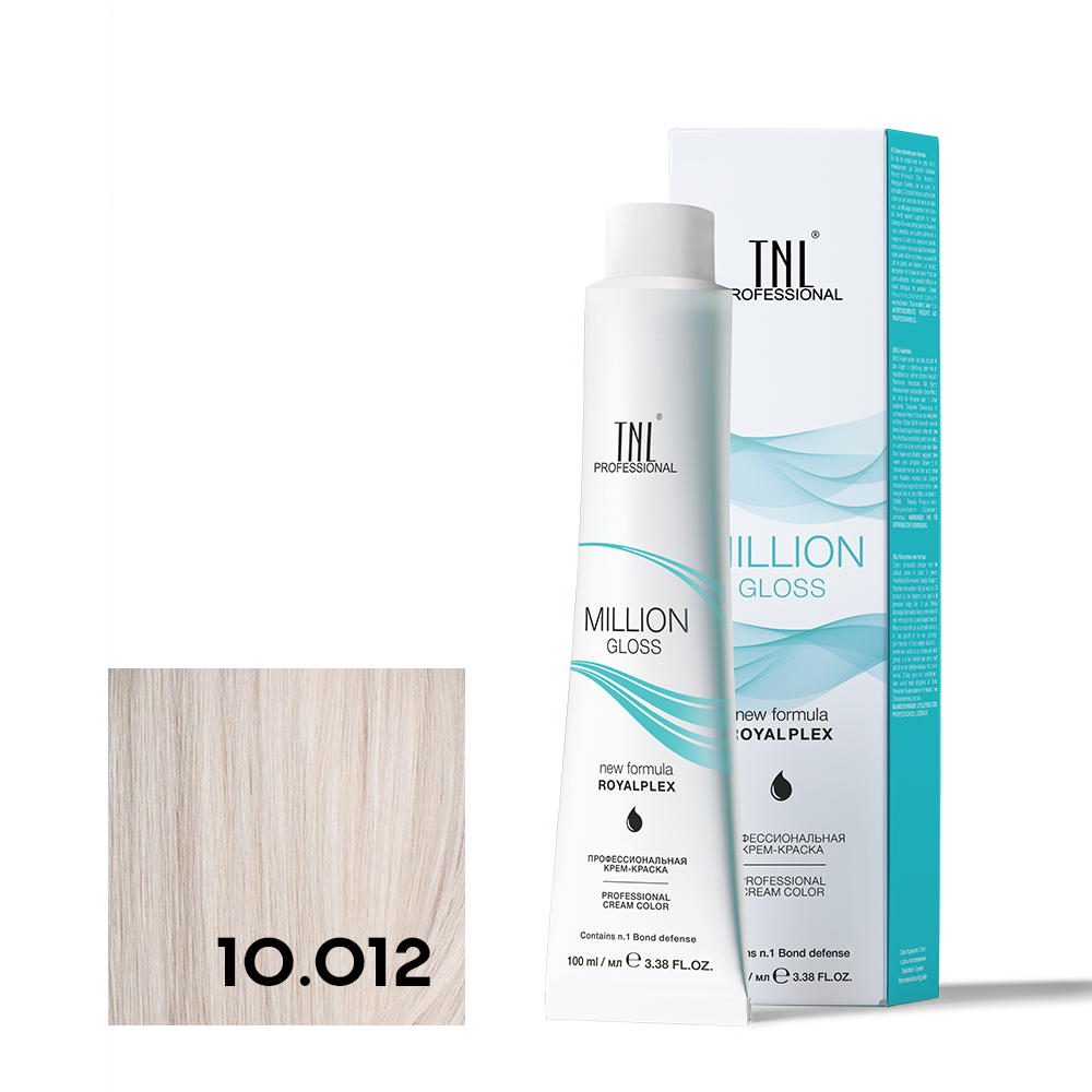 10.012 Платин. блонд прозрачн.пепел.перламутр. Крем-краска для волос TNL Million Gloss