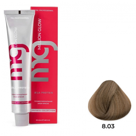 8.03 Крем-краска для волос TNL Million glow Private collection Silk protein  Светлый блонд теплый