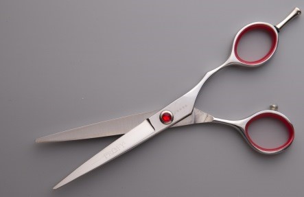 Прямые ножницы R20-55 с красным камнем