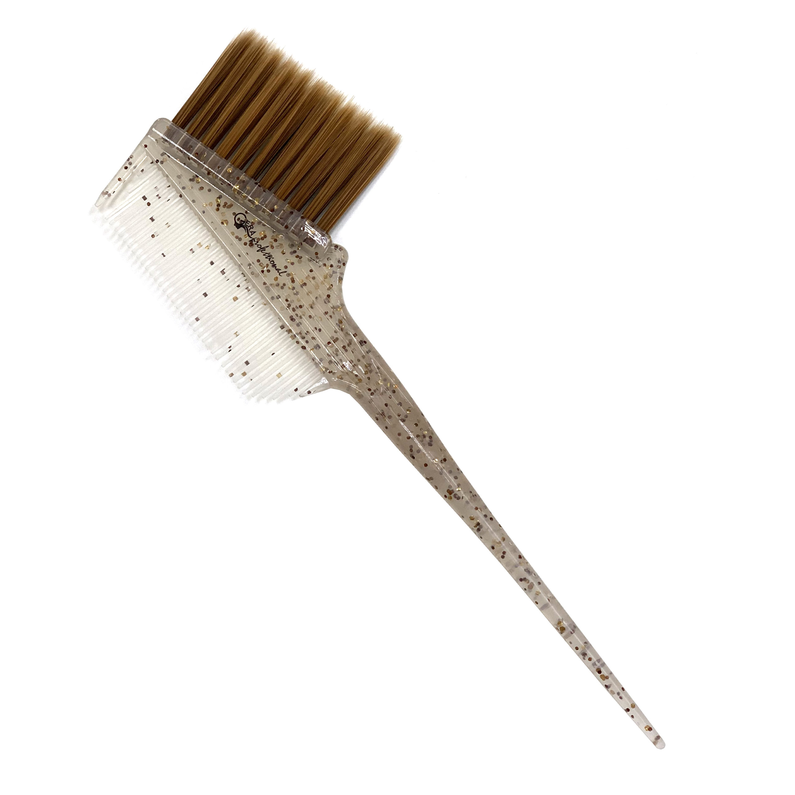 Кисть-гребень Gera GP-1168, смешанно-коричневая щетина 37мм, цвет полупрозрачный с золотыми блё