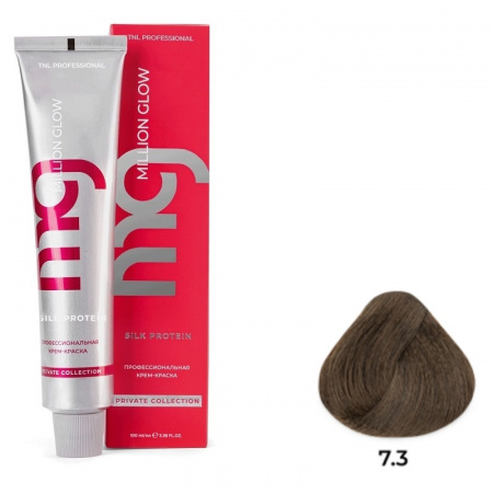 7.3 Блонд золотистый Крем-краска для волос TNL Million glow Private collection Silk protein